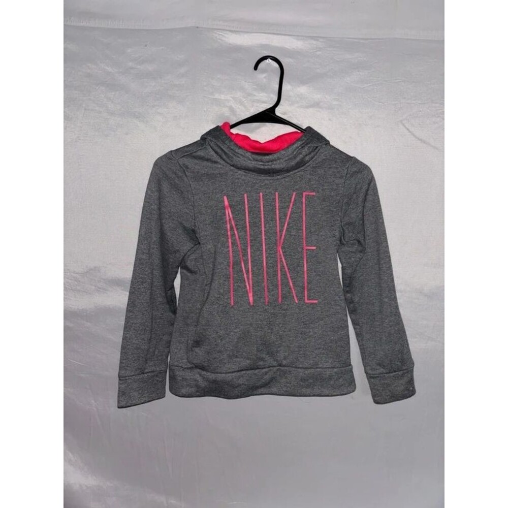 Nike Dri-Fit Gray Fleece Hoodie Jacket Red Mesh Lining Size Small kids